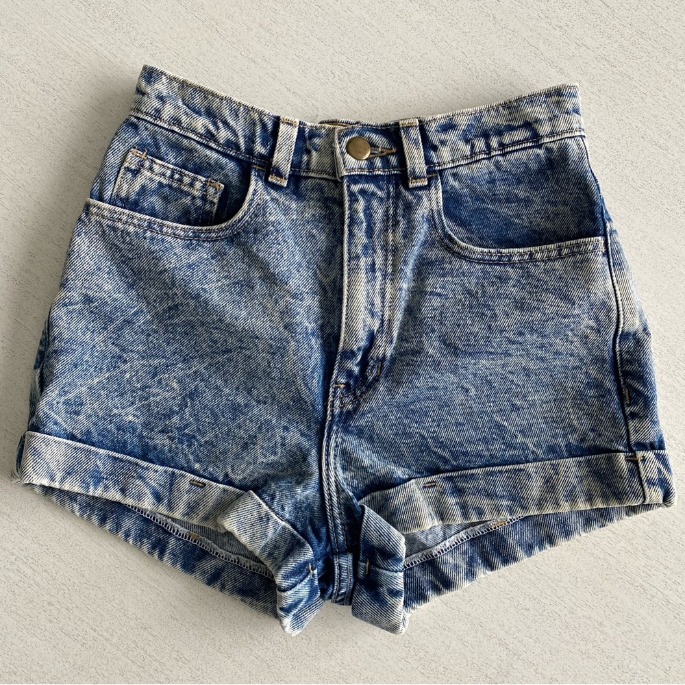 American Apparel High-waisted Acid Wash Denim Shorts